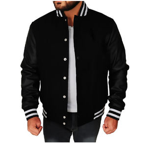 Chaqueta Universitaria para Hombre, 100% Lana, Forrada, Resistente al Viento, Ecológica, Reversible para Mayor Comodidad y Calidez, Puños y Cuello de Punto Acanalado - Product Image 1