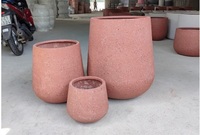 [Jason] Jardinière en terrazzo rose Fiberstone pour extérieur - Jardinières en granit - Jardinière en fibre de verre pour la maison