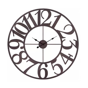 นาฬิกาแขวนผนังโลหะสีดำทำด้วยมือขนาดใหญ่นาฬิกาตกแต่ง - Product Image 1