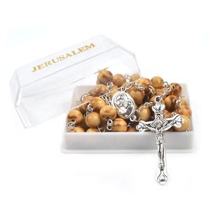 Jerusalem Sacra terra perline santo religioso benedetto croce <span class=keywords><strong>rosario</strong></span> collana pino cattolico in legno <span class=keywords><strong>catena</strong></span> del <span class=keywords><strong>rosario</strong></span> - Product Image 6