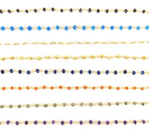 Chapelet multicolore en Tourmaline plaqué or, chaîne de chapelet enveloppé - Product Image 2