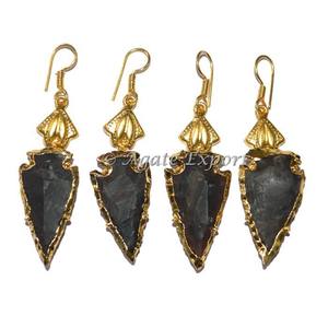 Troisième Œil Agate De Flèche Plaquée Boucle D'oreille - Product Image 1