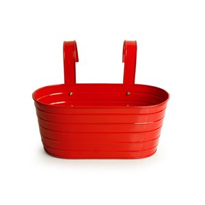 Juego de 2 macetas de hierro galvanizado para exteriores e interiores de color rojo brillante para jardín, hogar, Hotel, restaurante, boda, comprador comercial moderno 2025 - Product Image 3