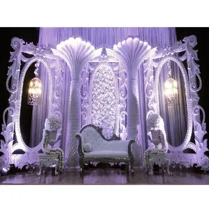 Chic Western Wedding Stage Decor Astonishing FRP Recepción Set Exclusivo Elegante Floral Wedding Stage Decoration - Product Image 1