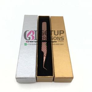Haute Qualité 45 Degrés Or Rose Plasma Diamant Grip Extension De Cils Pince À Épiler En Acier Inoxydable Logo Personnalisé Instrument De Beauté - Product Image 1