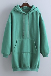 Sweat-shirt à capuche formel pour femme, imprimé, 100 % coton molletonné, manches longues, longueur genou, écologique - Product Image 6