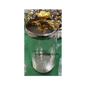 <b>Butterfly</b> Clear Glass Luxury Canister New Gold Color Fancy Design Decoration Canister - Product Image 4