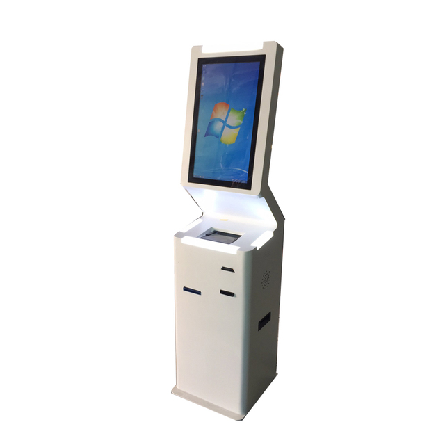 Self Service Interactive Touch Screen Airport Hotel Restaurant Hotel Check in Kiosk with Passport Reader and Card Dispenser