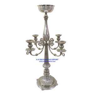Candelabro grande de oro brillante hecho a mano, candelabro cuadrado de 5 brazos, centro de mesa de boda y decoración del hogar, precio al por mayor - Product Image 5