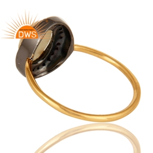 แหวนเพชรชุบทอง18K,แหวนหมั้นเพชรสีเหลืองแซฟไฟร์ - Product Image 3