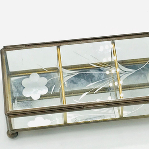 Vintage Jewelry <b>Box</b> With Glass, <b>Mirror</b> and Brass. - Product Image 1