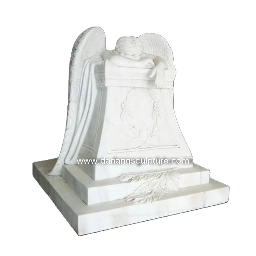 رخام أبيض طبيعي مخصص نصب ملاك يبكي حجر قبر ملاك