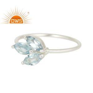 ธรรมชาติสีฟ้าบุษราคัมแหวนพลอยแหวนเงินสเตอร์ลิงของผู้หญิงอินเดียเงิน925สเตอร์ลิงผู้ผลิตเครื่องประดับ - Product Image 1
