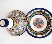 Ensembles de plats à tajine marocains traditionnels faits à la main en céramique bohème émaillée, écologiques, en argile blanche sans plomb pour restaurants