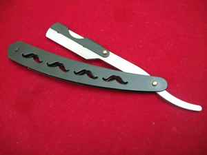 Maquinilla de afeitar profesional de borde recto negro mate para uso facial - Product Image 2