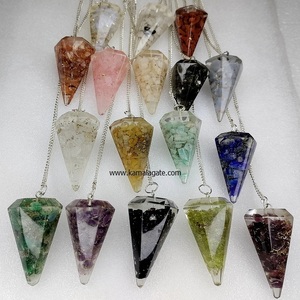 Pendules d'orgonite assortis pour la radiesthésie, le Reiki, les radiesthésistes, avec des pierres semi-précieuses, artisanat, pendules d'orgonite pour les chakras - Product Image 4