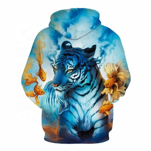 Sudadera con Capucha para Hombre, Invierno, Forro Polar Grueso, Manga Larga, Diseño 3D, Impresión por Transferencia de Calor, Ecológica, 370g, Color Neón, Estampado Gráfico de Animales - Product Image 2