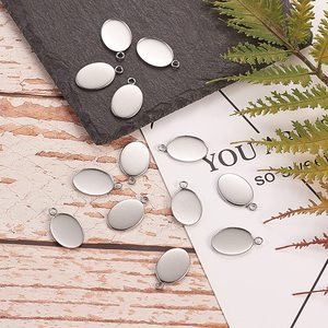 925 Plata de fundición de Metal superior mayorista colgante 15X25 MM liso Oval encanto Collet en blanco ajuste encontrar bucle bien de fabricación de la joyería - Product Image 5