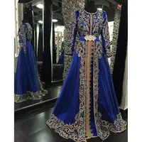 Caftán marroquí de seda para vestido de novia, con cuentas de perlas muy hermosas, hilo de seda de cristal, bordado a mano, ropa de fiesta musulmana
