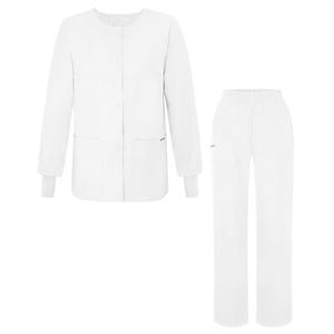 Conjunto de fregado de calentamiento clásico para mujer Diseño único Uniformes de hospital médico Pantalones y chaqueta de fregado elásticos - Product Image 2