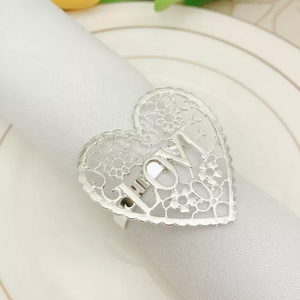 Anillo para servilletas hecho a mano, diseño de hoja de palma antigua de latón, en relieve - Product Image 2