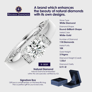 Rikhava meilleur prix qualité 10K or blanc Solitaire bague en diamant métal pur pureté élégant bijoux fins pour les femmes - Product Image 3