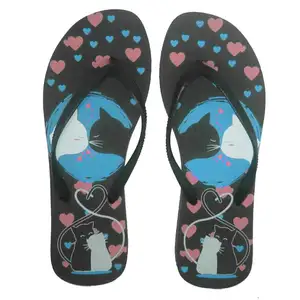 ผู้หญิงที่มีสีสันพิมพ์ Cat Lover EVA Flip Flops รองเท้าแตะ
