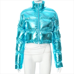 Chaquetas acolchadas de plumón para mujer, estilo casual, color negro brillante, con capucha, para invierno 2025 - Product Image 2