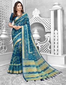 Banarasi Soie Jacquard Saree avec Chemisier Femmes Porter Dames Fête Festival Usage Quotidien Doux Coton Soie Sari En Gros Bas Prix Vêtements - Product Image 1