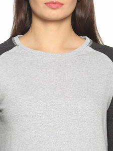 Top Quality <b>Women</b> Grey Melange & <b>Black</b> Colourblocked Sweatshirt Sweatshirt <b>Women's</b> Vintage Sweatshirt Oversize Customize Shirts - Product Image 5