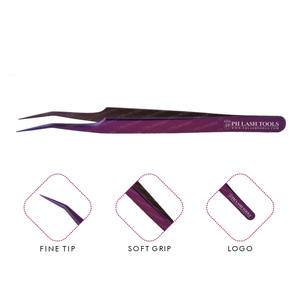 แหนบต่อขนตาสแตนเลสสีม่วง,แหนบต่อขนตา12มม. 35deg โค้งพร้อมโลโก้บริษัทจำนวน - Product Image 1