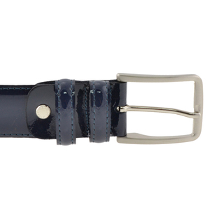 Elegante cintura in vera pelle di vitello blu verniciata a mano italiana altezza 3.5cm/pollici per esportazione 6 pezzi in una scatola - Product Image 4