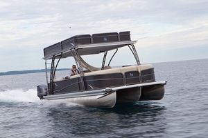 Nuovo 27 Ft classico bimotore a due piani pontone <span class=keywords><strong>barca</strong></span> economica in alluminio e fibra di vetro <span class=keywords><strong>con</strong></span> rivestimento del ponte per uso esterno lago - Product Image 4