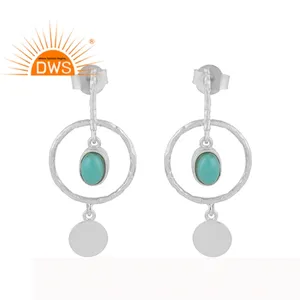Sky Blue Turquoise Gemstone Earrings Jewelry Supplier Truly Beautiful 925 Fine Silver Stud Dangle Earrings Wholesaler