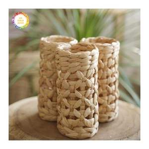 Factory Wholesale Handmade Rectangle Water <b>Hyacinth</b> Fabric Woven Storage Organizer <b>Basket</b> - Product Image 2