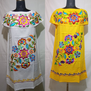 Venta caliente 2022 Mexicano Vintage Maxi Rayón Vestido de verano de manga corta Moda elegante Señoras - Product Image 3