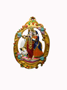 Statues de dieux hindous en métal émaillé, décoration religieuse indienne pour la maison, décor mural coloré Radha Krishna, décoration murale suspendue - Product Image 4