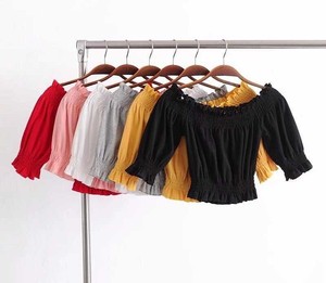 Top court taille Plus pour femmes, épaules dénudées, tissu élastique, à la mode, Blouse courte pour filles, Cool, printemps 2019 - Product Image 1