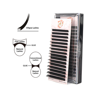 Pestañas de Cachemira Planas Elipse, Extensiones de Pestañas de Terciopelo, Bandejas de Pestañas al por Mayor, Suministros Veganos, Fibra PBT Coreana, Curvatura CC, CharmLash - Product Image 2