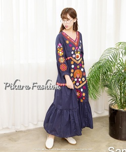 2023 nouvelle Collection femmes africaines brodées à la main bohème prix de gros coton fleuri longue Maxi robe - Product Image 5