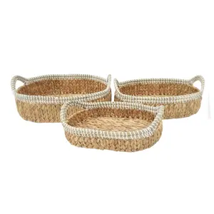 Hand woven made in Vietnam high quality and cheap price serving tray bamboo tray water Hyacinth Tray with basket