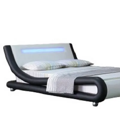 Cadre de lit en Faux cuir incurvée, confortable et en polyester, lit Double, 4FT 4FT6, meubles de chambre à coucher