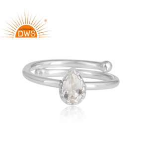 Party Wear Bague en argent 925 pour femmes Bague en cristal de quartz avec pierres précieuses Fournisseur de bijoux Collection délicate - Product Image 2