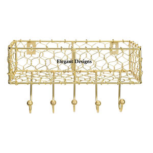 Cesta de almacenamiento montada en la pared con acabado de cobre de calidad superior, utensilios de cocina de forma Rectangular de lujo, la mejor cesta de pared decorativa - Product Image 6