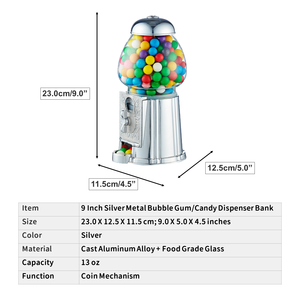 Distributeur de bonbons classique Kwang Hsieh (9 pouces) en alliage d'aluminium et globe de verre, capacité de 13 oz, vente en gros OEM - Product Image 5