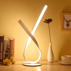 Nordic LED Strip Tisch leuchte Gebogene Schreibtisch lampe Spiral Aluminium Art Tisch lampe Innen lese leuchte Lampe Schlafzimmer Dekoration