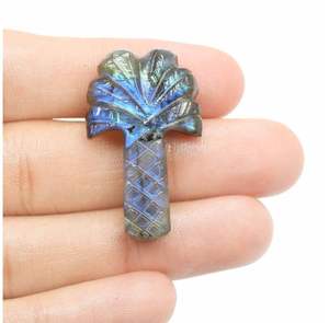 หินธรรมชาติแกะสลักรูปต้นไม้ลาบราดอไรต์แวววาวสีฟ้าขนาด36X21มม. สำหรับทำเครื่องประดับ - Product Image 1