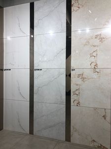 Carrelage en porcelaine blanche de haute qualité 800x800, aspect marbre, accents polis émaillés - Product Image 6