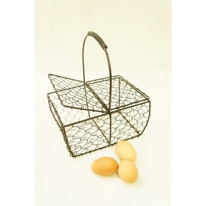 Panier de rangement pour œufs en fer forgé, forme carrée, en métal noir, accessoire de cuisine élégant, support de rangement et d'exposition - Product Image 1