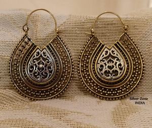 Pendientes de aro de Color dorado y plateado para mujer, aretes de aro Tribal, aretes de Aro para mujer - Product Image 1